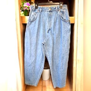 Zara Women's Baggy Paper Bag Style Super High Waisted Cinch Waist Jeans Lt Blue